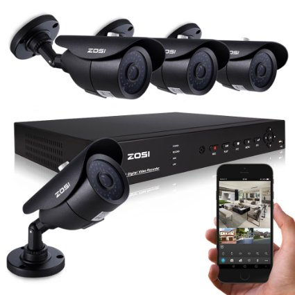 ZOSI H264 4Channel Full D1 960H Hdmi Dvr With 13 900Tvl 960H Security Surveillance Cctv Camera 42 Led Had Ir Cut 46mm Lens Night Vision Outdoor Weatherproof No Hdd