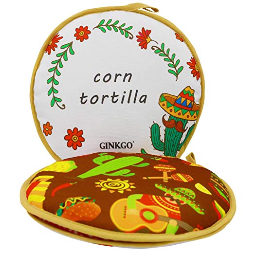 GINKGO Tortilla Warmer 11 Inch Insulated Cloth Pouch - Microwavable Use Fabric Bag to Keep Food Warm for up to One Hour