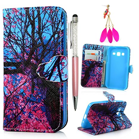 Samsung Galaxy Core Prime G360 Case -MOLLYCOOCLE[Color Tree]Stand Wallet Purse Credit Card ID Holders TPU Soft Bumper Premium PU Leather Ultra Slim Fit Cover for Samsung Galaxy Core Prime G360