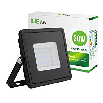 LE 30W LED Flood Lights, 75W HPS Bulb Equivalent, Waterproof 2400lm Daylight White 6500K, Outdoor Security Lighting, Floodlights, Wall Washer Lights