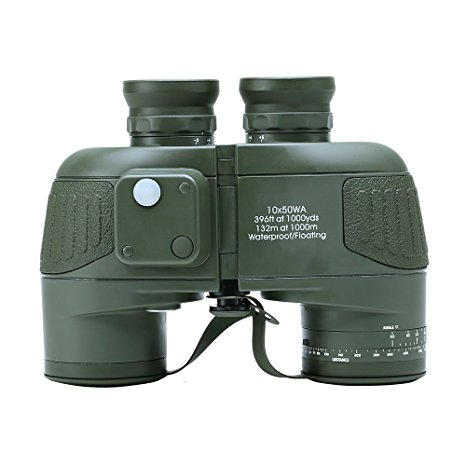 USCAMEL® 10x50 HD Military Binoculars with Rangefinder Compass Telescope Nitrogen Filled Waterproof Sports Optics Army Green