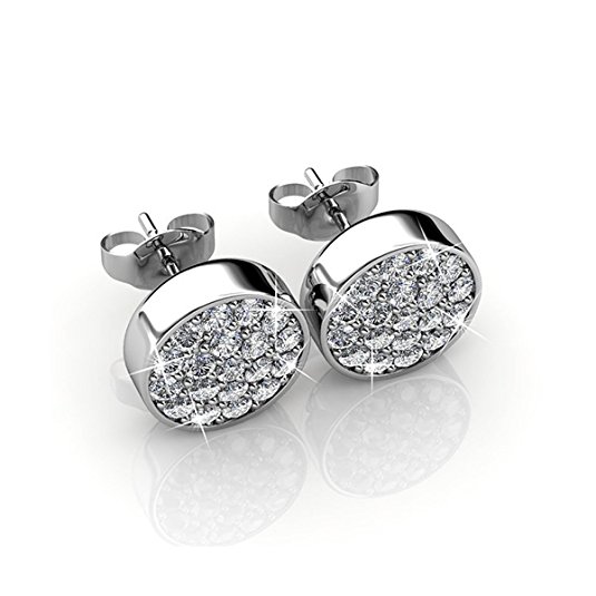 Cate & Chloe Nelly 18k White Gold Pave Swarovski Earrings, Swarovski Stud Earrings msrp $129