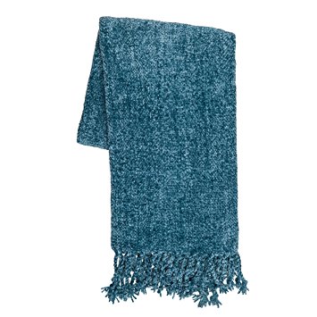 Sova by SLPR Extra Soft Chenille Throw Blanket with Fringed Edge (50" x 60", Aqua) | Decorative Throw for Bed Couch Sofa