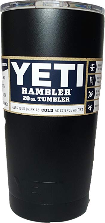 Yeti Rambler Tumbler 20-ounce, Stainless Steel, with Lid, Custom Colors (Matte Black)