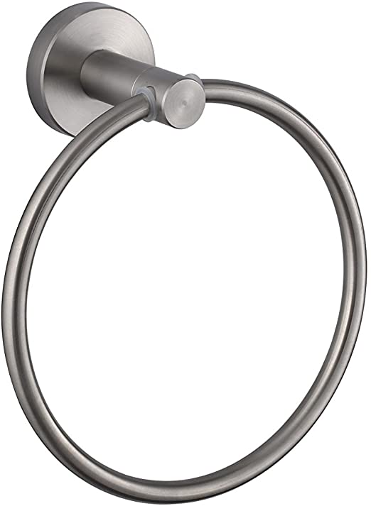 KTY Bathroom Lavatory Towel Ring Wall Mount, Brushed Stainless Steel