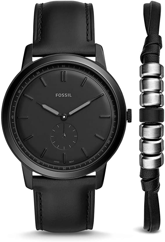 Fossil Mens Analogue Quartz Watch with Leather Strap FS5500SET