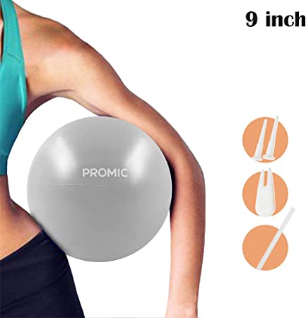 PROMIC 9 Inch Mini Exercise Ball Yoga Pilates Ball, Anti-Burst Physical Therapy Ball, Great for Barre, Stretches, Balance, Core Strength and Abdominal Workouts(Home, Gym, Office, Travel)