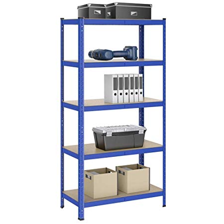 Yaheetech Garage Shelving Units - 5 Tier Heavy Duty Rack for Storage Metal Utility Shelves,180cm x 90cm x 40cm,175KG Per Shelf,Blue