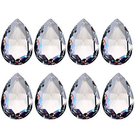 H&D 10pcs 50mm Chandelier Crystal Prisms Pendants - Clear Crystal Teardrops Parts