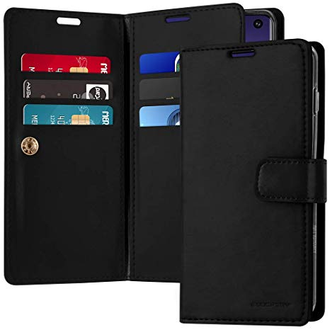 Galaxy S10 Case [Double Sided Wallet Case] GOOSPERY Mansoor Diary [Extra Card & Cash Slots] Premium PU Leather Flip Cover (Black) S10-MAN-BLK