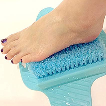 Healthstar Blue Foot Massager Scrubber for Shower Floor – Exfoliating Bristles, Easy to Clean and Use, Hangable Scrub Pad (Blue)