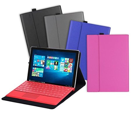Valkit Microsoft Surface Pro 4 Case, Surface pro 4 type cover, Surface Pro 4 Tablet PU Leather Folio protective Stand Cases Covers bag Skin Compatible with Surface Original Keyboard .(Black Color)