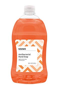 Amazon Brand - Solimo Antibacterial Liquid Hand Soap Refill, Light Moisturizing, Triclosan Free, 56 Fluid Ounces