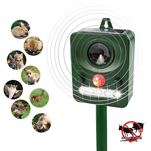 TedGem Ultrasonic Animal Repeller, Solar Powered Pest Repellent Outdoor Waterproof Animal & Pest Repeller with Motion Sensor LED Flashes For Farm Yard Protection,Repel Mouses, Cats,Foxes,Birds,etc