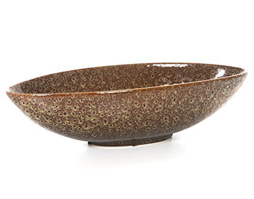 Hosley 15.75 Inch Long Ceramic Bowl, Ideal for Potpourri, Orbs. Ideal Gift for Wedding, Bridal, Party, Home Decor, LED Votive Tea Light Gardens O3