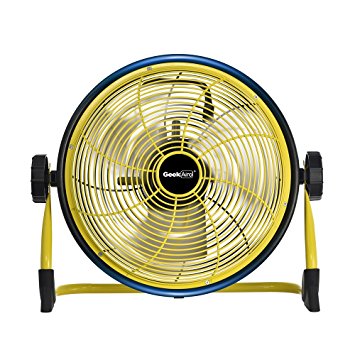 Geek Aire Rechargeable Outdoor Floor High Velocity Fan, Cordless, Max 1500 CFM High Performance Airflow, Up to 24 Hours Run Time, With USB Output for Recharging Digital Devices, 12 inch Metal Blade