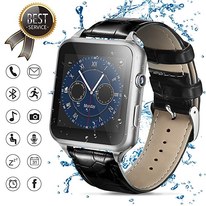 Smart Watch,Bluetooth Smartwatch Touch Screen Wrist Watch Camera/SIM Card Slot,Waterproof Smart Watch Sports Fitness Tracker Compatible Android iOS Phones Samsung Huawei