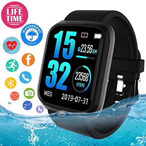Fitness Tracker Smart Watch, Waterproof Fitness Watches with Heart Rate Monitor, Activity Tracker Watch Sport Smart Bracelet with Pedometer Sleep moinitor Calorie Counter for Women Men Android iOS