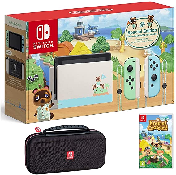 Nintendo Switch Bundle w/Game & Case: Nintendo Switch Animal Crossing New Horizons Edition 32GB Console, Animal Crossing New Horizons Game, Tigology Travel Case