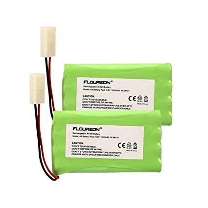 Floureon 2 Packs 9.6V 1800mAh 8 Cell Ni-MH Rechargeable Replacement RC Battery Pack with Tamiya Connector for RC Cars Boat Robot Security