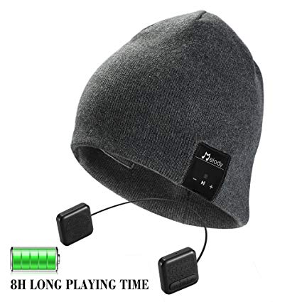 Bluetooth Beanie Hat,Topple Wireless V4.0 Superior Music Skully Beanie Hat Washable Knite Cap with headphone headset earphone Mic Audio Hands-free Calling for Running Excrise Gym Sports Fitness-Gray
