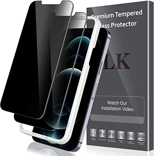 LK [2 Pack] Anti Spy Privacy Tempered Glass Screen Protector iPhone 12 Pro (6.1"), Tempered Glass, [Easy Frame Installation] HD Ultra-Thin, Anti-Scratch