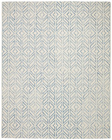 Rivet Modern Geometric Wool Rug, 4' x 6', Blue