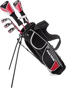 PGA Tour G1 Series Red Kids Golf Club Set| Golf Clubs and Sets for Heights 4'1"-4'8" | Complete Golf Club Set w/Golf Driver, Putter & Golf Bag| Kids Golf Clubs 5-8| Young Men & Women Golf Clubs