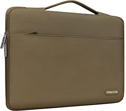 MOSISO 360 Protective Laptop Sleeve Compatible with MacBook Pro 16 inch 2023-2019 M2 A2780 M1 A2485 A2141/Pro Retina 15 A1398, 15-15.6 inch Notebook, Polyester Bag with Trolley Belt, Olive Yellow