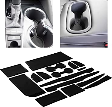 CupHolderHero fits Toyota Camry Accessories 2018-2022 Premium Custom Interior Non-Slip Anti Dust Cup Holder Inserts, Center Console Liner Mats, Door Pocket Liners 16-pc Set (Solid Black)