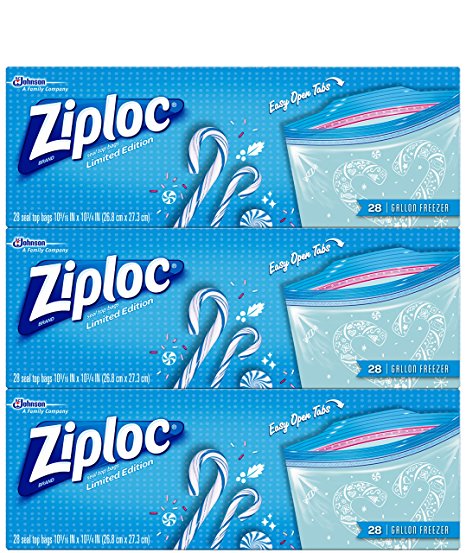 Ziploc Limited Edition Holiday Freezer Bags, Gallon, 84 Count