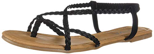 ANNA Women's Braided Strappy Flat Y-Strap Flip Flop Sandal