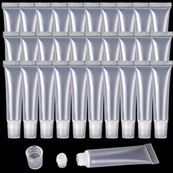 90 Pcs 13 ml Lip Gloss Balm Tubes Refillable Empty Tubes Clear Cosmetic Containers Soft Tube. (13ML)