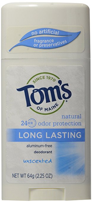 Tom's of Maine Long-Lasting Care Deodorant Stick, Unscented, 2.25 Ounce