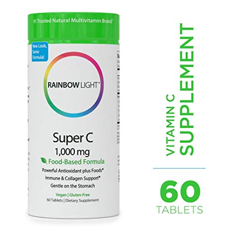 Rainbow Light - Super C 1,000 mg - Food-based, High Potency, Vegan Vitamin C Supplement, Supports Immune Health and Provides Antioxidant Protection - 60 Tablets