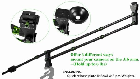 IMORDEN 6.5ft Carbon Fiber Mini Jib Arm Camera Jib Crane with COUNTER WEIGHTS(3KG), Quick Release Plate, Bowl and Carrying Bag(Environment-friendly)