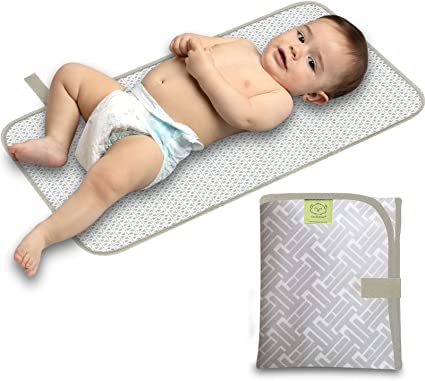 Portable Diaper Changing Pad - Waterproof Foldable Baby Changing Mat - Travel Diaper Change Mat - Lightweight & Compact Changing Pads for Baby - Baby Changer - Machine Washable (Gray Mod)