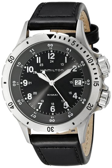 Hamilton Men's H74451833 Khaki Field Analog Display Swiss Quartz Black Watch