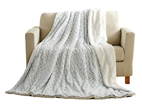 Tache 63x87 Inch Faux Fur Snowy Owl White Cozy and Cuddly, Super Soft Warm with Sherpa Back Throw Blanket for Sofa, Couch and Bed Twin Size