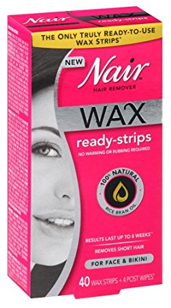 Nair Hair Remover Wax Ready-Strips 40 Count Face/Bikini (2 Pack)