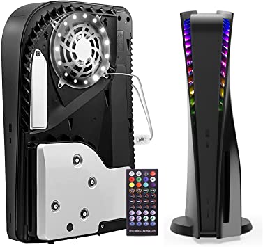 NexiGo PS5 Accessories Holiday Bundle, Replacement Face Plate (Black) for Playstation 5 Disc Edition, Protective Shell Cover, RGB LED Light Strip with Music Sync and 8 Colors 400  Effects