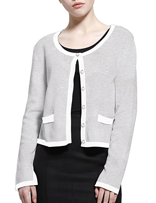 PRETTIGO Women's Open Front Button Down Long Sleeve Sweater Cardigan
