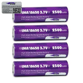 4 Efest Purple IMR 18650 2500mAh 35A 3.7v Rechargeable Flat Top Batteries