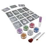 BMC 12pc Party Fun Temporary Fashionable Multi-Color Glitter Shimmer Tattoo Body Art Design Kit with Stencils Glue and Brushes