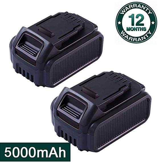 [ Upgraded 5000mAh ] for Dewalt 20V Battery Max XR Lithium Ion DCB200 DCB201 DCB203 DCB204 DCB205 DCB206 DCB207 5.0Ah High Capacity Cordless Power Tools (2Packs)