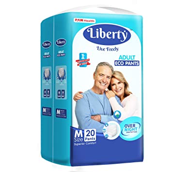 Liberty Eco Adult Diaper Pants Unisex, Medium 20 Pcs, Waist Size (61-115 cm | 24-45 Inches)