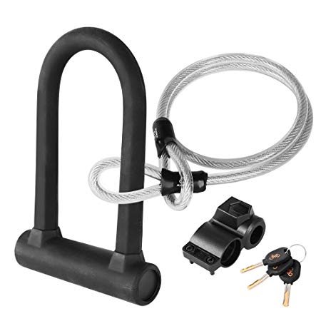 TanYoo Bike Lock Silica Gel Coating - 14mm Heavy Duty Bicycle Lock 45" Steel Flex Cable 3 Keys   Mounting Bracket - Durable Anti-Theft