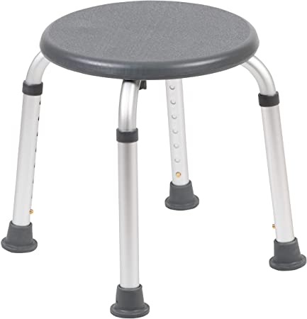 Flash Furniture HERCULES Series Tool-Free and Quick Assembly, 300 Lb. Capacity, Adjustable Gray Bath & Shower Stool