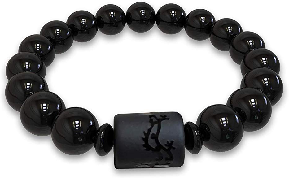 DarkEagle Obsidian Bracelet for Men, Attractive 8mm Stretchy Chakra Bracelet- Odour-Free Buddha Bracelet – Charming