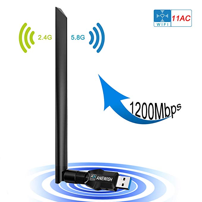 Wifi Adapter AC1200mbps Dual Band 802.11ac usb 3.0 Wifi Dongle for Desktop PC LaptopTablet Phone Supports WindowsXP/7/vista/8/10 MacOS10.6~10.13Linux kernel(2.6.18 ~ 4.5)